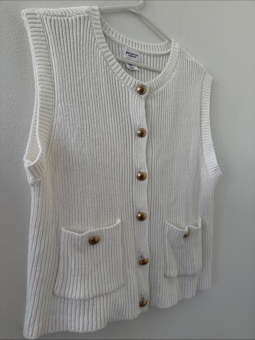 Song of Style Cream Ribbed Button-Front Women’s Sweater Vest